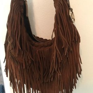 Suede leather Fringe hobo purse